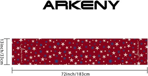 arkeny 4 يوليو الذكرى يوم الجدول عداء 13x72 بوصة، أمريكا نجمة عطلة مزرعة الخيش الأحمر داخلي المطبخ الطعام الاستقلال الوطني ديكور الجدول للمنزل الطرف AT618-72 in Saudi Arabia