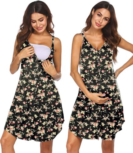 Ekouaer Women's Button Down Nightgown Labor and Delivery Gown for Hospital Floral Maternity Dress for Breastfeeding in Saudi Arabia
