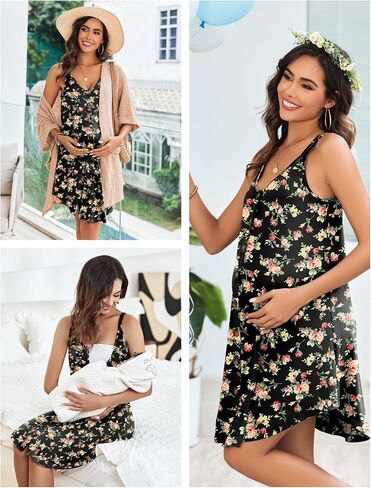 Ekouaer Women's Button Down Nightgown Labor and Delivery Gown for Hospital Floral Maternity Dress for Breastfeeding in Saudi Arabia