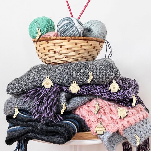 14 قطعة من علامات الغرز من TXIN للحياكة والكروشيه، علامات غرز كروشيه خشبية ساحرة قابلة للإزالة مع دبابيس أمان لمبة لملحقات أدوات الخياطة المصنوعة يدويًا in Kuwait