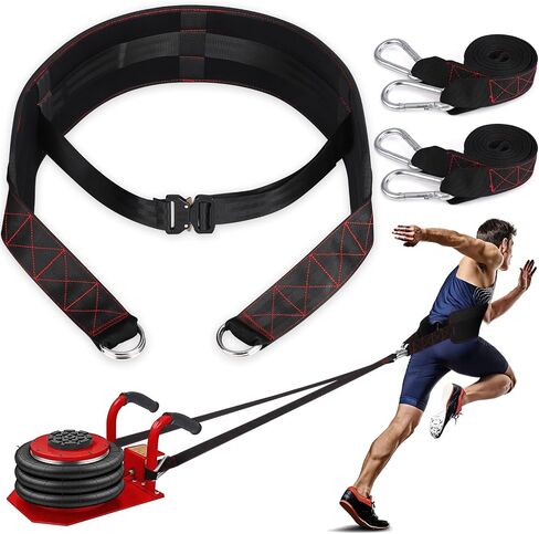 حزام TOBWOLF للسحب، حزام سحب زلاجات، حزام خصر لسحب الإطارات مع شريطين و4 خطافات، زلاجة وزن قابلة للتعديل لسحب الإطارات، القرفصاء، تدريب قوة عضلات الساق في صالة الألعاب الرياضية والتدريب على الجري in Saudi Arabia