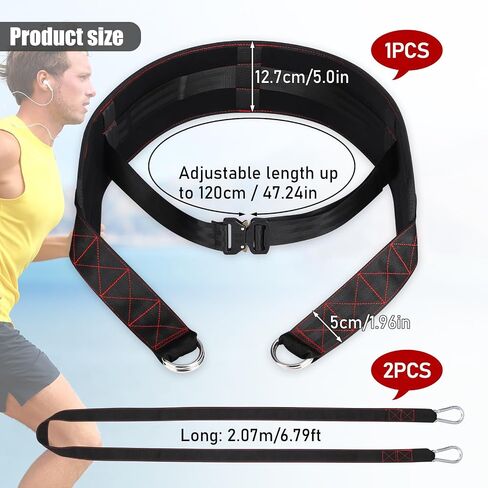 حزام TOBWOLF للسحب، حزام سحب زلاجات، حزام خصر لسحب الإطارات مع شريطين و4 خطافات، زلاجة وزن قابلة للتعديل لسحب الإطارات، القرفصاء، تدريب قوة عضلات الساق في صالة الألعاب الرياضية والتدريب على الجري in Saudi Arabia
