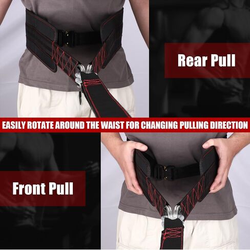 حزام TOBWOLF للسحب، حزام سحب زلاجات، حزام خصر لسحب الإطارات مع شريطين و4 خطافات، زلاجة وزن قابلة للتعديل لسحب الإطارات، القرفصاء، تدريب قوة عضلات الساق في صالة الألعاب الرياضية والتدريب على الجري in Saudi Arabia