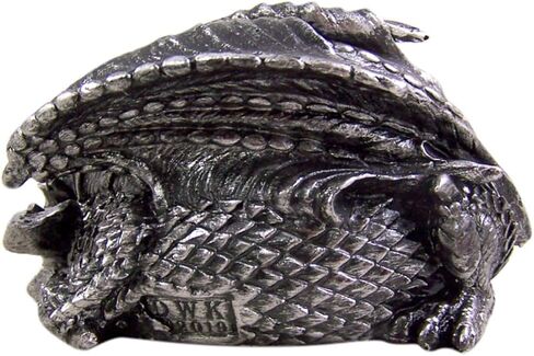 Silver Toned Metallic Resin Sleeping Dragon Coin Ash Tray, 4 3/4 Inch in Kuwait