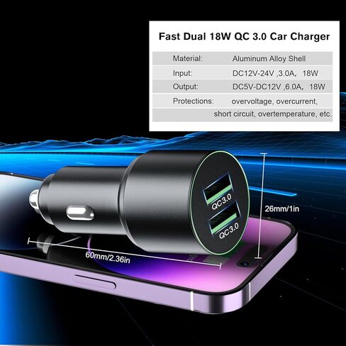 محطة شاحن سيارة متعددة قابلة للسحب، مسند للرأس 3 في 1، صندوق شحن، قاعدة شحن للعملاء للمقعد الخلفي مع محول شاحن سريع 36 وات QC 3.0 لجميع الهواتف|iPhone 15/14|Samsung|iPad|Android in Kuwait