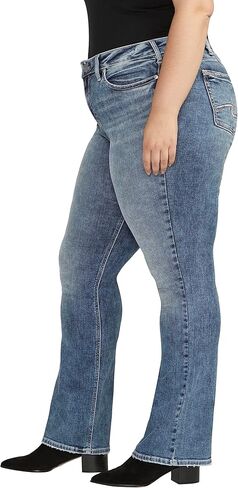 شركة Silver Jeans Co. بنطال جينز Suki نسائي متوسط ​​الارتفاع ذو قصة متعرجة ومقاس كبير in Saudi Arabia