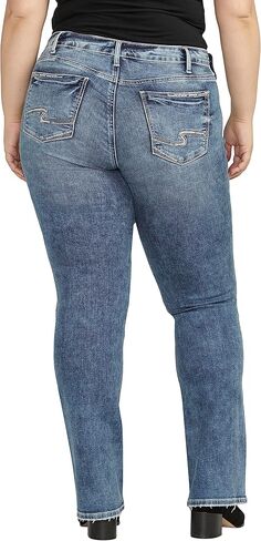 شركة Silver Jeans Co. بنطال جينز Suki نسائي متوسط ​​الارتفاع ذو قصة متعرجة ومقاس كبير in Saudi Arabia
