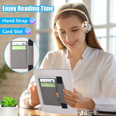 DMLuna Kindle Paperwhite Case, Fits 11th Generation 2021, 6.8", Smart Protective Durable Premium PU Leather Cover with Auto Sleep Wake, Hand Strap, Card Slots, Magnetic Clasp, Grey in Kuwait