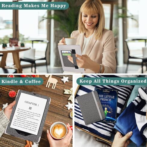 DMLuna Kindle Paperwhite Case, Fits 11th Generation 2021, 6.8", Smart Protective Durable Premium PU Leather Cover with Auto Sleep Wake, Hand Strap, Card Slots, Magnetic Clasp, Grey in Kuwait