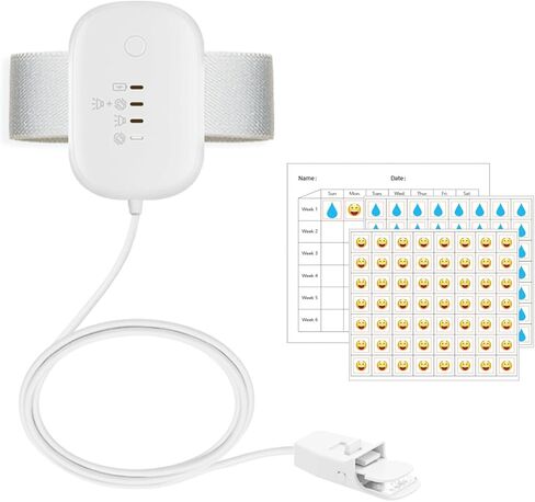 منبه لترطيب السرير للأولاد والبنات، قابل لإعادة الشحن عبر USB، منبه للتبول مع صوت عالٍ واهتزاز قوي، تدريب على استخدام المرحاض للأطفال، أبيض in Kuwait