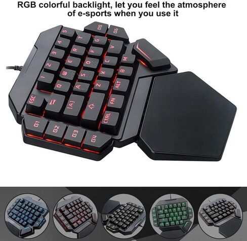 fosa1 One Handed Keyboard Wired USB 35 Key Built in 9 Backlight Colors for Win10,8,7,Vista,ME,Mac etc. in Saudi Arabia