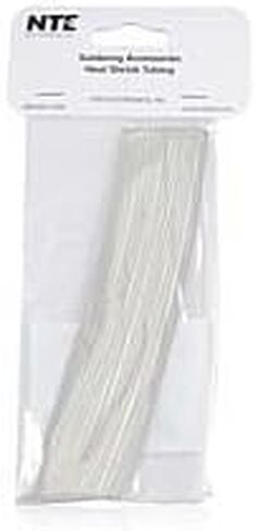 NTE Electronics 47-20206-CL أنبوب انكماش حراري، جدار رقيق، نسبة انكماش 2:1، قطر 3/32 بوصة، طول 6 بوصة، شفاف (عبوة من 30 قطعة) in Saudi Arabia