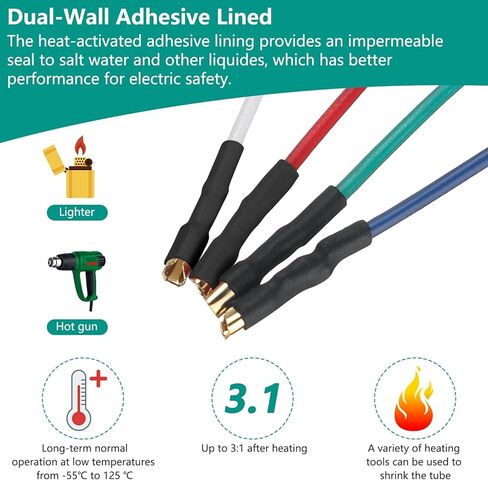 1 Inch Heat Shrink Tubing, 3:1 Ratio Dual Wall Shrinkable Wire Tube, 4 Ft Waterproof Heat Activated Adhesive Glue Lined Marine Shrink Tube (Black) in Kuwait