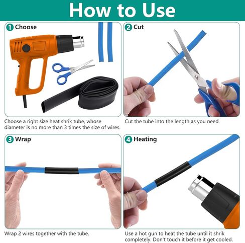 1 Inch Heat Shrink Tubing, 3:1 Ratio Dual Wall Shrinkable Wire Tube, 4 Ft Waterproof Heat Activated Adhesive Glue Lined Marine Shrink Tube (Black) in Kuwait