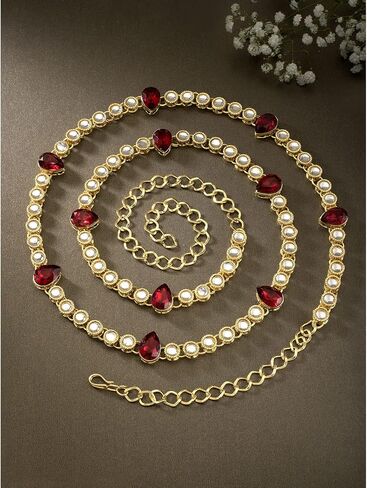 Aheli Ethnic Wedding Faux Kundan Beads Waist Chain | Kamar Patta | Belly Chain | Saree Belt Indian Fashion Bollywood Jewelry for Women in Saudi Arabia