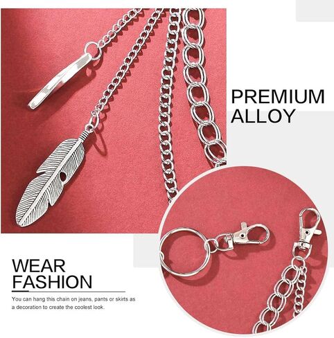 القوطي الطبقات السراويل سلسلة الفضة الشرير المحفظة سلسلة ريشة جان سلسلة للنساء والرجال in Kuwait