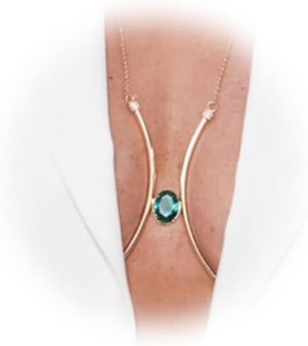 Sexy Green Pendant Crystal Chest Bracket Chain Summer Bikini Rhinestone Bra Body Chain Festival Beach Rave Lingerie Body Chain Jewelry for Women(Bra&Chain-gold) in Saudi Arabia