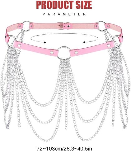 Cosydays Punk Waist Chain Belt Leather Body Chains Harness Tassels Ring Goth Belly Chain Layered Adjustable Party Rave Outfits Body Jewelry Accessoires for Women and Girls in Saudi Arabia