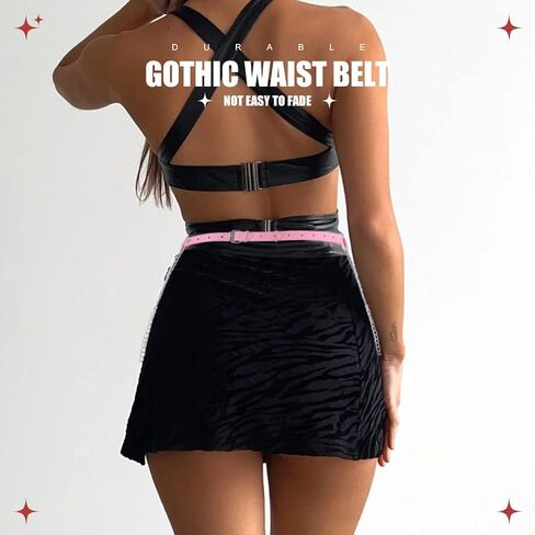 Cosydays Punk Waist Chain Belt Leather Body Chains Harness Tassels Ring Goth Belly Chain Layered Adjustable Party Rave Outfits Body Jewelry Accessoires for Women and Girls in Saudi Arabia