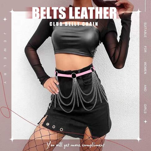 Cosydays Punk Waist Chain Belt Leather Body Chains Harness Tassels Ring Goth Belly Chain Layered Adjustable Party Rave Outfits Body Jewelry Accessoires for Women and Girls in Saudi Arabia