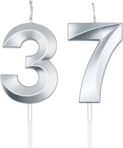 Champagne Gold 37th & 73rd Birthday Candles for Cakes, Number 37 73 Candle Cake Cupcake Topper for Birthday Anniversary Party Decoration in Saudi Arabia