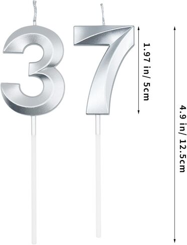 Champagne Gold 37th & 73rd Birthday Candles for Cakes, Number 37 73 Candle Cake Cupcake Topper for Birthday Anniversary Party Decoration in Saudi Arabia