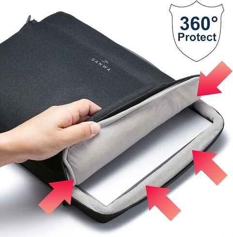 SANWA 14 inch Laptop Sleeve Case with Front Pocket, YKK Zipper, Waterproof Shock Resistant Bag, Accessory Pocket, Compatible with MacBook, Pad, Tablet, Surface, Dell, HP, Lenovo, Computer, Gray in Kuwait