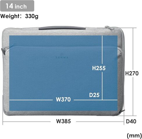 SANWA 14 inch Laptop Sleeve Case with Front Pocket, YKK Zipper, Waterproof Shock Resistant Bag, Accessory Pocket, Compatible with MacBook, Pad, Tablet, Surface, Dell, HP, Lenovo, Computer, Gray in Kuwait