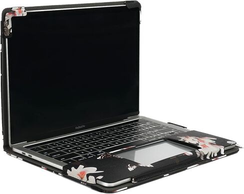 TYTX متوافق مع حقيبة MacBook Pro الجلدية مقاس 13 بوصة 2016-2022 (A1989 A1706 A1708 A2159 A2289 A2251 A2338 M1 M2) غطاء حماية قابل للطي لجهاز الكمبيوتر المحمول (MacBook Pro 13 الجديد، زهرة سوداء) in Kuwait