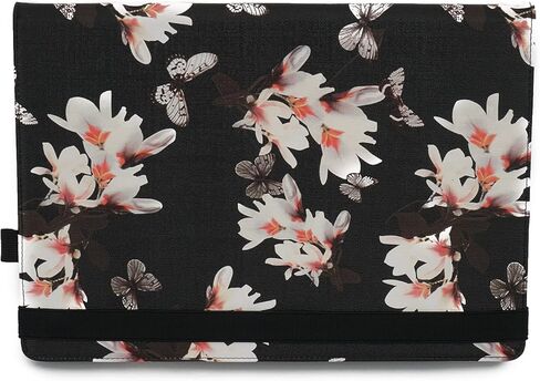 TYTX متوافق مع حقيبة MacBook Pro الجلدية مقاس 13 بوصة 2016-2022 (A1989 A1706 A1708 A2159 A2289 A2251 A2338 M1 M2) غطاء حماية قابل للطي لجهاز الكمبيوتر المحمول (MacBook Pro 13 الجديد، زهرة سوداء) in Kuwait