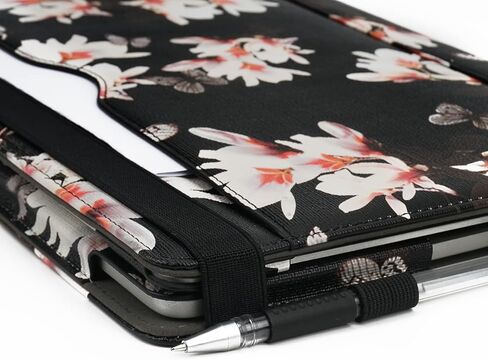 TYTX متوافق مع حقيبة MacBook Pro الجلدية مقاس 13 بوصة 2016-2022 (A1989 A1706 A1708 A2159 A2289 A2251 A2338 M1 M2) غطاء حماية قابل للطي لجهاز الكمبيوتر المحمول (MacBook Pro 13 الجديد، زهرة سوداء) in Kuwait