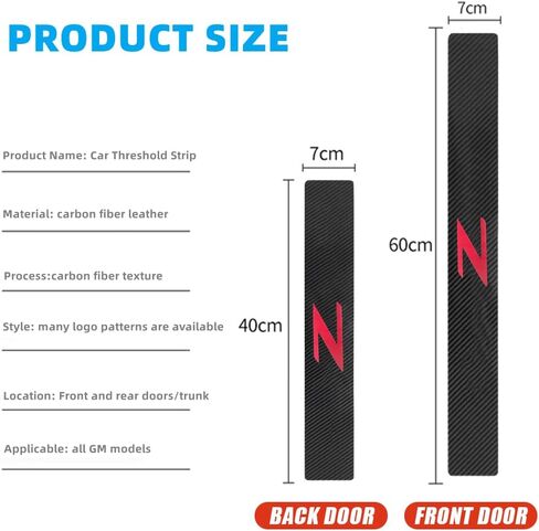 4 قطع من ألياف الكربون الأسود الأمامية/الخلفية لعتبة الباب، واقي دواسة الترحيب، غطاء عتبة الباب لـ 350Z 370Z Fairlady Z Z33 Z34 ملصق عتبة باب السيارة (أحمر) in Kuwait