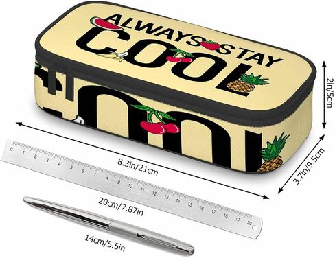 Cool Quote Pencil Case Always Stay Cool Quote Fruit Strawberry Pineapple Pencil Bag Pen Markers Pouch Holder Organizer for Boy Girl School Students in Saudi Arabia