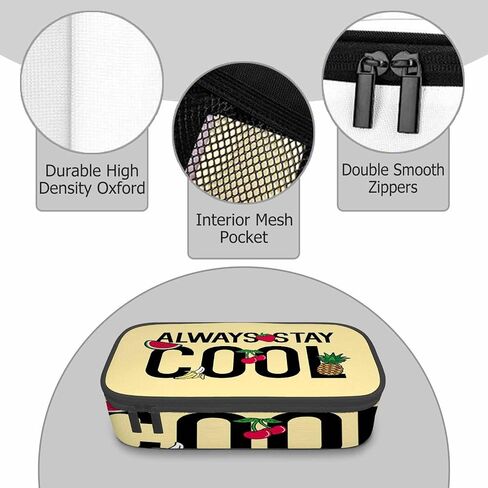 Cool Quote Pencil Case Always Stay Cool Quote Fruit Strawberry Pineapple Pencil Bag Pen Markers Pouch Holder Organizer for Boy Girl School Students in Saudi Arabia