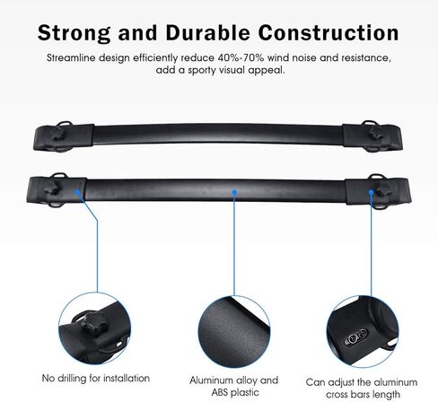 PARTOL Cross Bars Roof Rack for Toyota RAV4 2013 2014 2015 2016 2017 2018, 100LBS Aluminum for RAV4 Roof Rail Crossbars Luggage Rack Cargo Bag Carrier for Snowboard Kayak Canoe Bike in Saudi Arabia