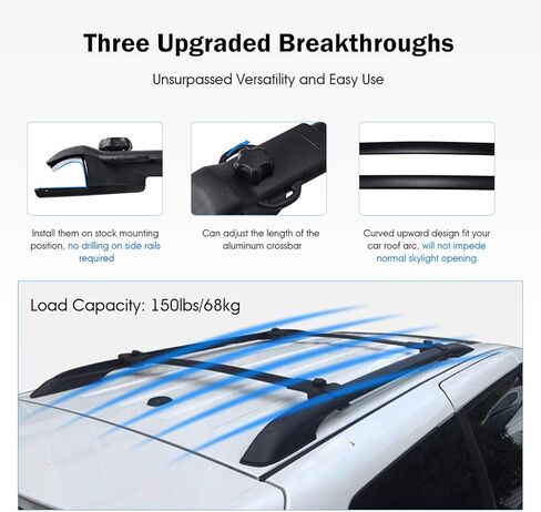 PARTOL Cross Bars Roof Rack for Toyota RAV4 2013 2014 2015 2016 2017 2018, 100LBS Aluminum for RAV4 Roof Rail Crossbars Luggage Rack Cargo Bag Carrier for Snowboard Kayak Canoe Bike in Saudi Arabia