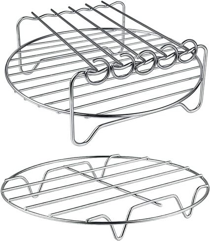Air Fryer Rack XL Air Fryer Accessories Set Of 2, Multi-purpose Double Layer Rack with Skewer, Stackable Metal Holder, Compatible with Instant Pot XL Air Fryer in Saudi Arabia