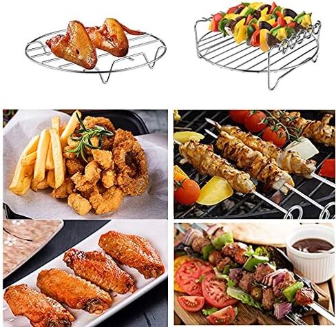 Air Fryer Rack XL Air Fryer Accessories Set Of 2, Multi-purpose Double Layer Rack with Skewer, Stackable Metal Holder, Compatible with Instant Pot XL Air Fryer in Saudi Arabia