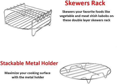 Air Fryer Rack XL Air Fryer Accessories Set Of 2, Multi-purpose Double Layer Rack with Skewer, Stackable Metal Holder, Compatible with Instant Pot XL Air Fryer in Saudi Arabia