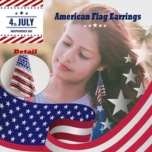 American Flag Earrings for Women 4th of July Earrings Patriotic Star Drop Dangle Earrings for Girls Independence Day Gift Pack of 4 Pairs in Saudi Arabia