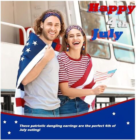 American Flag Earrings for Women 4th of July Earrings Patriotic Star Drop Dangle Earrings for Girls Independence Day Gift Pack of 4 Pairs in Saudi Arabia