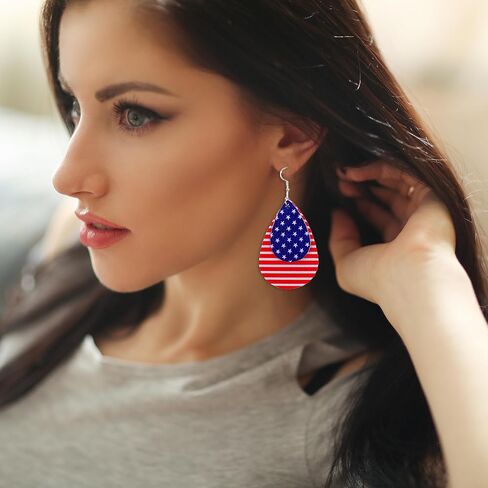 American Flag Earrings for Women 4th of July Earrings Patriotic Star Drop Dangle Earrings for Girls Independence Day Gift Pack of 4 Pairs in Saudi Arabia