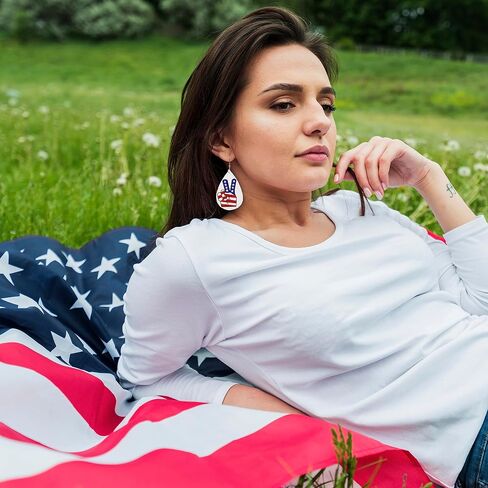 American Flag Earrings for Women 4th of July Earrings Patriotic Star Drop Dangle Earrings for Girls Independence Day Gift Pack of 4 Pairs in Saudi Arabia