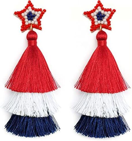 American Flag Earrings for Women 4th of July Earrings Patriotic Star Drop Dangle Earrings for Girls Independence Day Gift Pack of 4 Pairs in Saudi Arabia