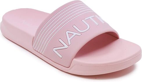 صندل Nautica Kids للفتيات سهل الارتداء، صندل رياضي منزلق للشباب والأطفال الكبار والأطفال الصغار - Gaff Girls - أحمر الخدود مقاس 3 in Saudi Arabia