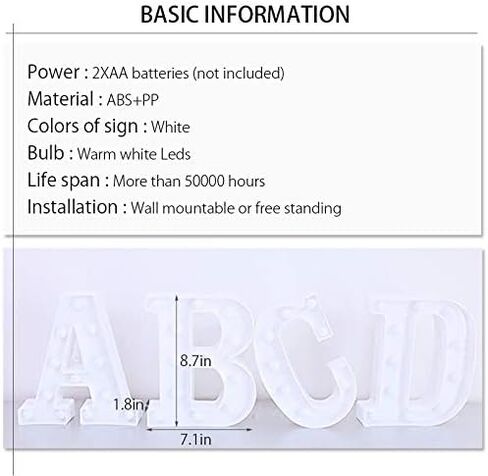 Creation Core 8.7" Tall Large LED BABY Word Marquee Signs Battery Operated Warm White Light Up Letters for Home Bedroom Nursery Room Table Wall Decor, BABY in Saudi Arabia