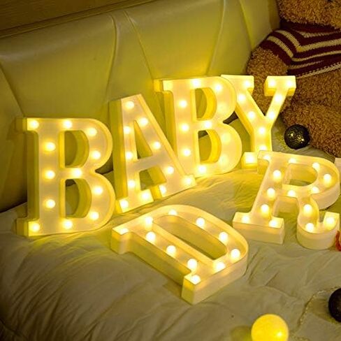 Creation Core 8.7" Tall Large LED BABY Word Marquee Signs Battery Operated Warm White Light Up Letters for Home Bedroom Nursery Room Table Wall Decor, BABY in Saudi Arabia