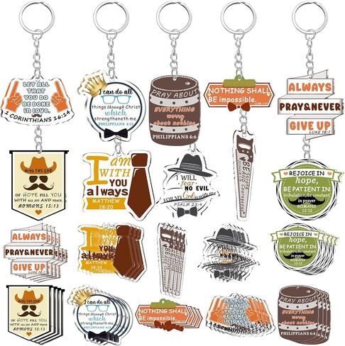 50 Pcs Father's Day Gifts Acrylic Keychain Bulk Bible Verse Scripture Religious Key Rings for Father Men in Saudi Arabia