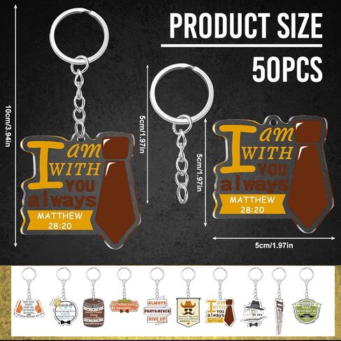 50 Pcs Father's Day Gifts Acrylic Keychain Bulk Bible Verse Scripture Religious Key Rings for Father Men in Saudi Arabia