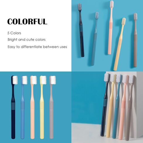 EasyHonor Cylinder Toothbrush, Soft Manual Toothbrush with Silk Bristles, Gentle Cleaning Toothbrush for Sensitive Teeth and Gums, Compact Head, Packaged in A Clear Cylinder. (10 Pcs) in Kuwait
